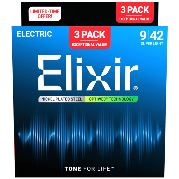 Elixir Optiweb 16571 3-pack 09-42 Super Light